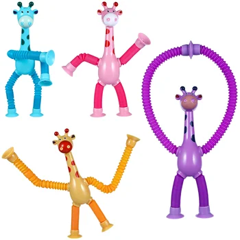 4 Vnt Žaislas Jutimo Vamzdžiai, Gyvūnų Žaislai Vaikams Įspūdį Žirafa Plastiko Teleskopinis Vaiko Žaislo
