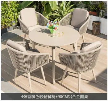 Lauko stalas ir kėdė derinys villa sodo Šiaurės terasa lentelė virvę austi valgomojo kėdės.