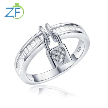 GZ ZONGFA Originali 925 Sterling Silve Užrakto Žiedas, Moterų, Prabangos Gamtos Lakuotais Deimantų 0.4 ct Brangakmenių Vestuves Fine Jewelry