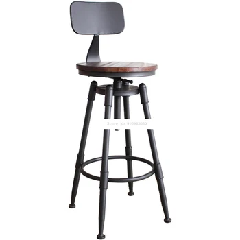Retro Amerikos Šalies Stiliaus Swivel Baro Kėdės, Taburetės Geležies Meno Mediena/Minkšta Pagalvėlė Seat Didelis Pakojis Pasukti Liftable Baro Kėdė