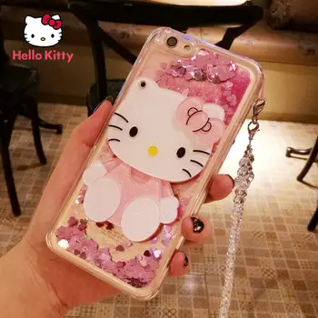 Hello Kitty IPhone 6S/7/8P/X/XR/XS/XSMAX/11/12Pro/12mini Veidrodis Dreni Silikono Animacinių filmų Telefono CaseSuitable mergaitėms