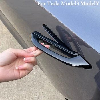 4pcs Už Tesla Model3 Y 2017-2023 Automobilių Antifrizo Durų Rankena Pertvarkyti Priedai Apdaila Apdaila Durų Rankena Raštas Dangtis