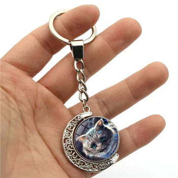 Mielas Cheshire Cat paketų prižiūrėtojų raktinę Pakabučiai Kūrybos Alice in Wonderland Metalo Keychain Mados Moterų Automobilių Key Chain Bag Pakabukas Dovanos