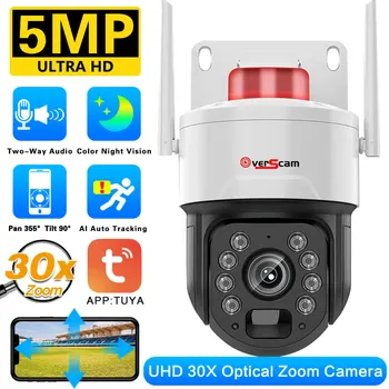 5MP PTZ Kamera, WiFi 30x Optinis Priartinimas Wifi Lauko Žmogaus AI Auto Stebėjimo WiFi CCTV P2P Garso VAIZDO Stebėjimo Kamera Tuya