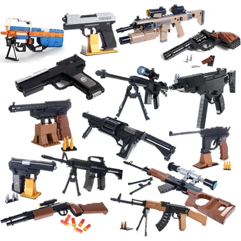 ginklai PUBG M4A1 UZI kar 98K M6 AK47 Žaislai Šautuvas SWAT Karinės pasaulyje 1 2 modelių Kūrimo Blokus, plytas nustatyti ww2 Ginklų rinkiniai vaikams, žaislai
