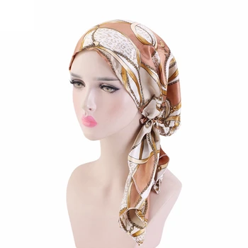 Mados Pre-Susieta Turbaną Moterų Chemo Bžūp Musulmonišką Hidžabą Vidiniai Dangteliai, Plaukų Slinkimas Padengti Beanies Variklio Dangčio Uodega Skarelė Skrybėlę Headwrap Kepurės