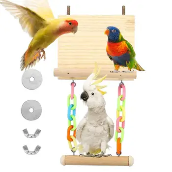 Papūga Ešeriai Paukščių Žaislų Rinkinys Sūpynės Kramtomoji Mokymo Žaislai, Mediniai Poilsio Vieta Paukščiai Narve Priedai Ešeriai Žaislas Su Kopėčiomis, Pet Tiekimo
