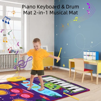 Vaikų Mušamųjų instrumentų Antklodė Ankstyvojo Ugdymo Muzikos Piano Jazz Drum Pad 2 in 1 Pedalas Šokių Antklodė Švietimo Žaislas