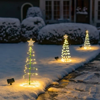 Kalėdų Medžio Šviesos Saulės Lauko Sodo Šiltas LED Žemės Lempos String Vandeniui IP65 Star RGB Šviesos Šventė Apšvietimas, Dekoro 2022