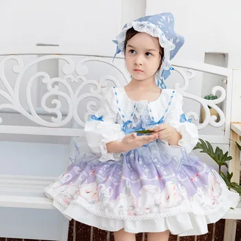 Baby GIrl Rudenį Vintage Boutique Suknelė Bamblys Nėrinių ispanijos Lolita Princess Suknelės Mergina Atostogų Gimtadienio Kamuolys Suknelė