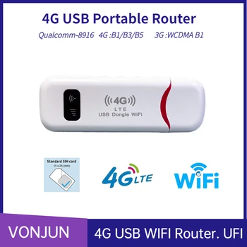 4G UFI LTE Wireless Dongle WiFi Router 150Mbps Judriojo Plačiajuosčio ryšio Modemas USB Stick Sim Kortelės Kišenėje Hotspot
