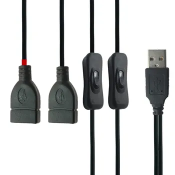 USB Kabelis Vyrų ir Moterų su Dviguba įjungimas IŠJUNGIMAS Kabelinės Perjungti LED Lempos Galia 1M Line Black Elektronika Data Konvertuojančio