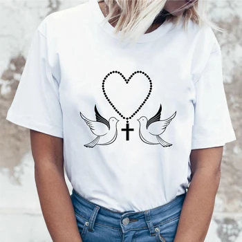 Moterų marškinėliai aš Myliu Jėzų Print T-shirt O-Kaklo Hipster Marškinėlius trumpomis Rankovėmis T-Shirt Atsitiktinis femme T-shirt Viršūnes Moterų Drabužiai