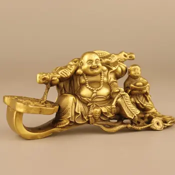 Aukso Laughing Buddha Statula Kinų Feng Shui Ruyi Budos Statula Meno Skulptūra Maitrėjos Budos Namų Puošybai Pav Sculptur