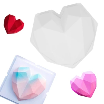 3D Diamond Meilė Širdies Silikono Kepimo Forma 
