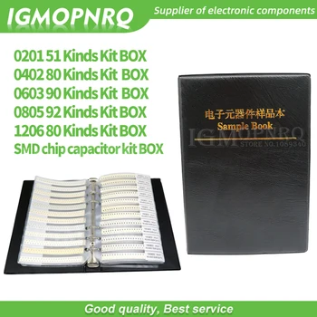 1 Knyga 0201 0402 0603 0805 0402 SMD chip kondensatorių jungimo rinkinys 0.5 PF ~ 10uf kondensatorius mėginio knygos kondensatorius 
