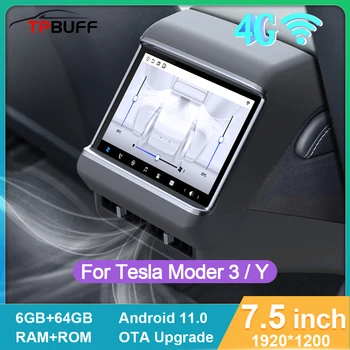 TPBUFF 7.5 colių Tesla Galiniai Ekrano Modelis 3 Y Jutikliniu Ekranu, Oro Kondicionierius Control Panel Android11 Multimedia Player CarPlay