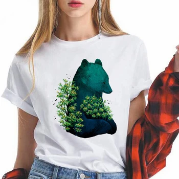 Žalieji Augalai Padengti Spausdinti Prarasti Moterų marškinėliai trumpomis Rankovėmis Viršuje Vasaros Drabužių Animacinių filmų Moterų Hipster Camiseta Tumblr Marškinėlius