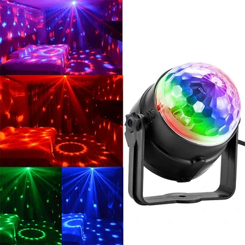 RGB Disco DJ Gimtadienio Kamuolys Žibintai LED Projektorius Blykstės Lempos Spalvinga Garso Aktyvuotas Lazerinis Projektorius Lempos, LED Scenos Šviesos