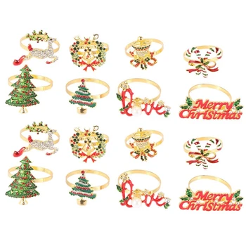 Kalėdų Servetėlių Žiedai - Set 16 Servetėlių Laikiklį Žiedai Atostogų Kalėdų Stalo Dekoravimas Briedžių Vystymo Sagtis
