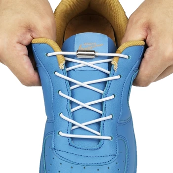 Naujos 1 Pora Sporto Elastinga Atspindintis Apvalios Formos batų raišteliai Ne kaklaraištis Batų Raišteliais Suaugusiųjų Tingus Metaliniai Fiksavimo Batų raišteliais lacets
