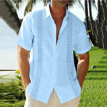 2023 vyriški Marškiniai Vasaros trumpomis Rankovėmis Viršūnes Kietas Spalvotas Spausdinimas Etninės Modelis Modelis Mados Havajų Marškinėliai Vyrams Drabužius