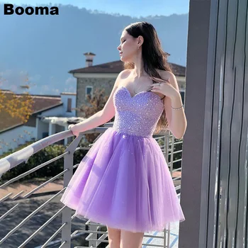 Booma Levandų Linijos, Kokteilių Suknelės Brangioji Blizgančiais Stebėjimo Tiulio Mini Prom Dresses Gimtadienio Chalatai Baigimo Suknelė