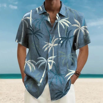 Naujas Vyrų Havajų Marškinėliai trumpomis Rankovėmis Viršūnes Kokoso Treeo Grafikos 3d Marškinėliai Mados Streetwear 5XL Vasaros Drabužių Vyrų Palaidinė