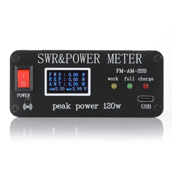 1.8 MHz-50MHz 0,5 W-120W SWR HF Trumpųjų Bangų Stovi Banga SWR Matuoklis ir Galios Matuoklis + Baterija + OLED FM AM CW SSB