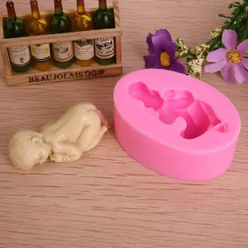 3D Miega Baby Doll Silikono Tortas Pelėsių Face Down Baby Šalies Minkštas Tortas Dekoravimo Priemonės Keksiukų Kepimo Šokolado Liejimo formos