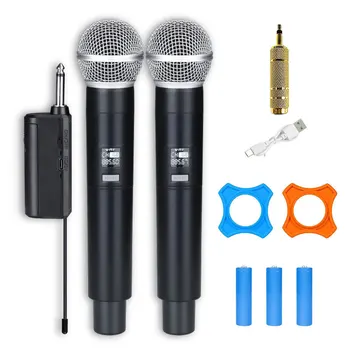 Karaoke Dual Bevielis Mikrofonas Nešiojamą Dinaminis Mikrofonas UHF Įkrovimo Imtuvas, Delninis Vestuves Kalbos Klubo Paroda Posėdis