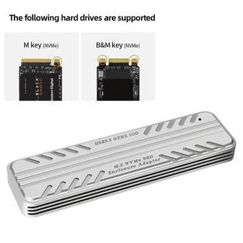 M. 2 PCIE NVMe SSD Talpyklos 10Gbps USB3.1 Gen2 Aliuminio korpusą, M&B Klavišą M2 Nvme Kietojo Disko Dėžutė 2230 2242 2260 2280