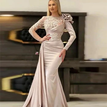 Elegantiškas Moterų Šampano Vakaro Suknelės Undinė, Great Wall, Satino Decal Princesė Prom Chalatai 2023 Plius Dydis Mados Įžymybė De