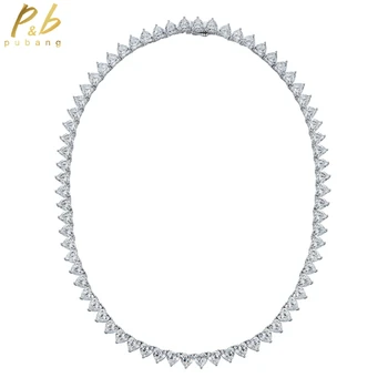 PuBang Fine Jewelry 100% 925 Sterlingas Sidabro Širdies Safyras Sukurta Moissanite Karoliai Moterų Jubiliejų Dovana Lašas Laivybos
