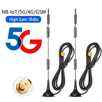 GSM 4G 5G Magnetinė Antena 600-6000Mhz 18dBi SMA Male su 1,5 M 3M Kabelis 2.4 G Wifi Antenų už Modemą, Belaidžio Maršrutizatoriaus