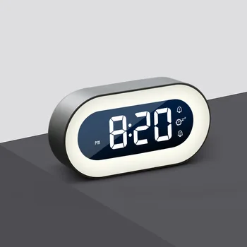 Veidrodis LED Laikrodis-Žadintuvas USB Įkrovimo Tūris Ryškumas Reguliuojamas Lovos Šviesos Elektroninis Laikrodis Patalpų Stalo Laikrodis