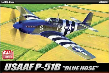 Akademijos 1/48 TIKSLI MINIATIŪROS USAAF P-51B Mėlyna Nosis Plastiko Modelio Rinkinio 12303