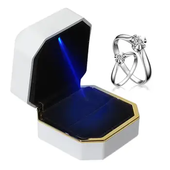 Papuošalų Dėžutė Su Šviesos Ekranas Dovana Auskarai Karoliai Sužadėtuvių Žiedai Atveju Pakuotės Vitrina LED Dėžės Atvejų, Pakavimo Dėžutė