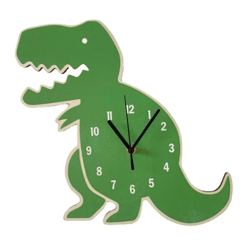 831B Animacinių filmų Vaikas Sieninis Laikrodis, Medinės Dinozaurų Formos Dizainas Silents Laikrodis Vaikams