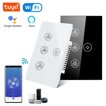 WiFi Ventiliatorius Šviesos Jungiklis Touch Interruptor App Valdymas Su Alexa Namuose, Įvairių Greičio Reguliavimas, Laiko, Nr. Hub Requ
