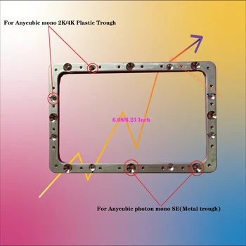 Anycubic fotonų D2 šviesai dervos lovio įrašai, kino ultra dlp1 metalo, plieno žiedas iš dviejų dalių, Sumontuoti plastikiniai lovio