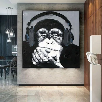 Rankomis Dažyti Abstrakčiai Aliejaus Tapybai Pop Gyvūnų Dekoro Sienos Meno Orangutan Beždžionė Drobė Nuotraukas, Namų Dekoro Salonas Freskos