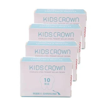 Korėjos Shinhung Vaikai Nerūdijančio Plieno Pirminės Vainikėliai 10vnt/Box Dantų Restauracijos Ortodontinis Vaikų Laikinos Karūnėlės