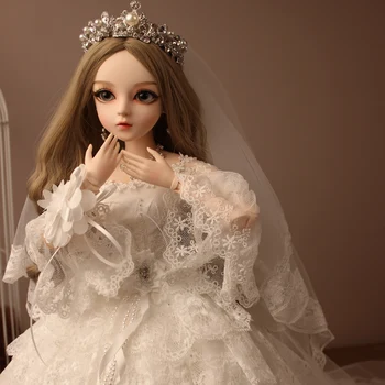 1/3ball sujungta lėlės bjd doll doris dovanos mergina Handpainted makiažas fullset pasakos lėlė princesė su karūna vestuvinė suknelė