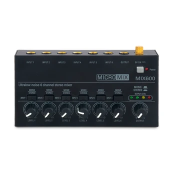 MIX600 Garso Maišytuvas Stereo Garso Maišytuvas Ultra Low Noise 6 Channel Mixer Mini Garso Maišytuvas Maitinimo DC5V JAV Plug