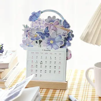 Mažas stalinis kalendorius 2023 naujų gėlių meno šviežių gėlių kalendorinių švenčių dovanos darbalaukio stereo papuošalai kalendorius biuro stalai