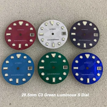 28,5 mm Watch S Dial SKX Modifikuotų Pakeitimo Žiūrėti Reikmenys C3 Žalios Šviesos už NH35/NH36/4R Judėjimo 