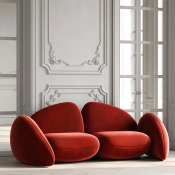 Šiuolaikinės paprasta kūrybos odos dizaineris kambarį Home hotel dviguba sėdynė sofa