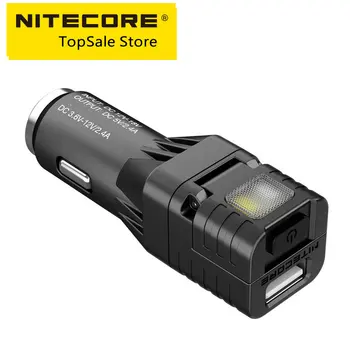NITECORE VCL10 Transporto priemonės Įkroviklis Multi-Funkcija USB Automobilinis Įkroviklis QC 3.0 Greitai, Įkrovimo Adapteris su LED Avarinės Šviesos, Stiklo Pertraukiklis