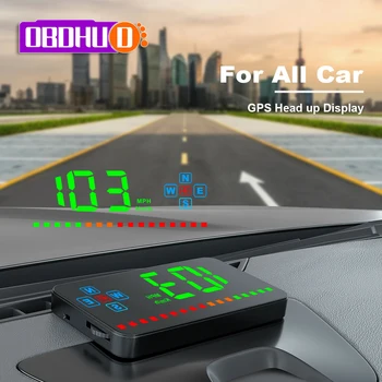 OBDHUD GPS HUD Head Up Display 2023 Naujas Skaitmeninis Spidometras prekinis, galinis Stiklo Projektorius Auto Elektronikos Priedai Visus Automobilius